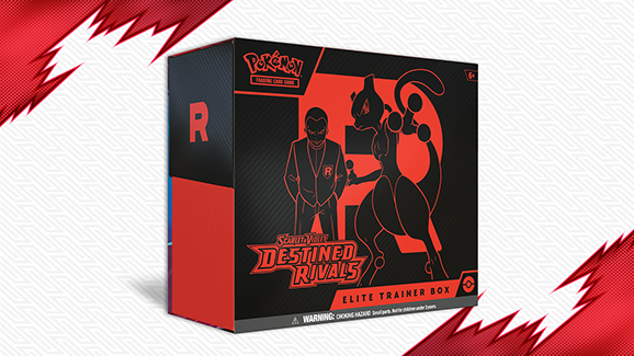 Pokemon Destined Rivals Elite Trainer Box ETB mit Boosterpacks und Zubehör aus dem Pokémon Trading Card Game