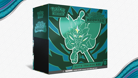 Pokemon Twilight Masquerade Elite Trainer Box mit Boosterpacks und Zubehör aus der Pokémon TCG Serie