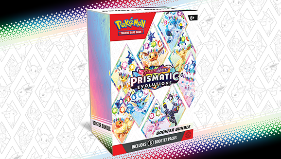 Prismatic Evolutions Booster Bundle mit 6 Pokémon TCG Boosterpacks aus Scarlet & Violet